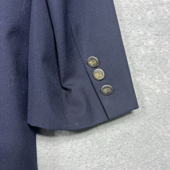 Vintage Burberrys’ Navy Blazer Pure Wool Gold Branded Buttons Jacket Mens Sz 46 - Picture 12 of 15